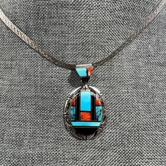 Carolyn Pollack Sterling Silver Multi-stone Channel
Inlay Pendant.😍🥰😘💕 - Picture 7 of 8
